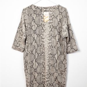 Snake Skin Mobwife Tunic Dress Size Medium Stretchy Beige Wi and Co Italy